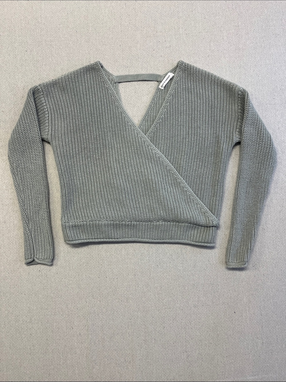 moon & madison Sage Green Crossover V-Neck Sweater